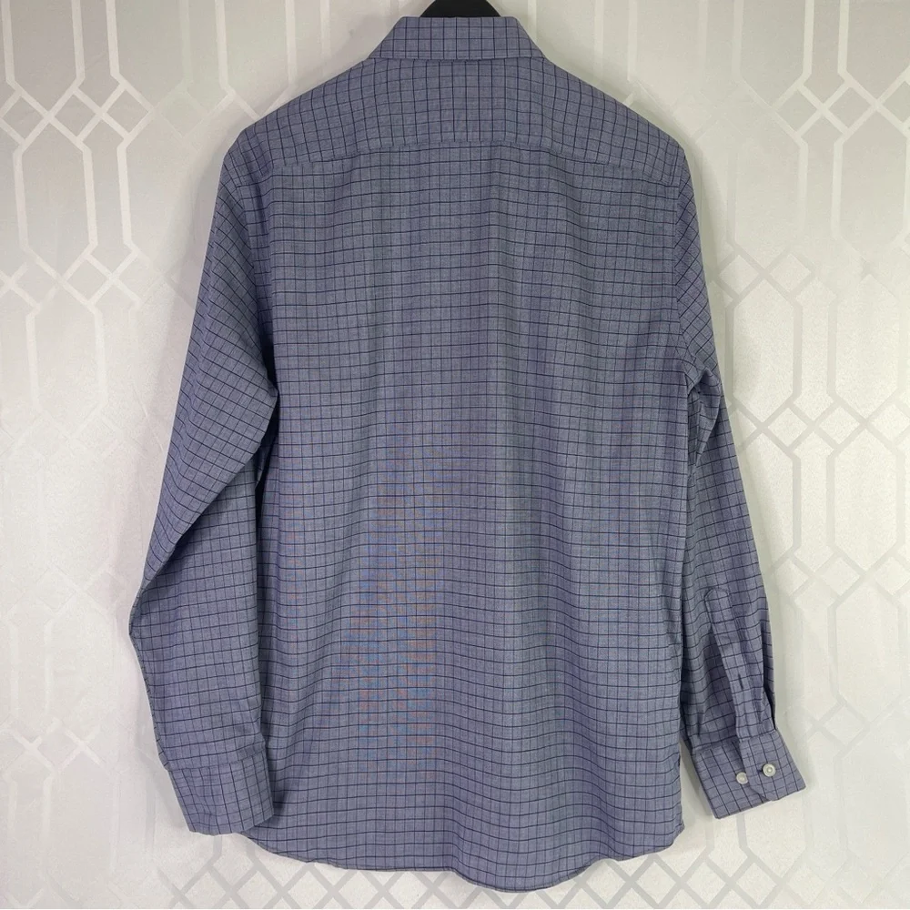 Banana Republic Standard Fit Blue Geometric Grid Long Sleeve Button Down Shirt M